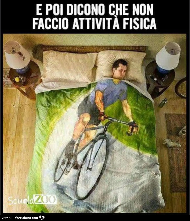 E poi dicono che non faccio attività fisica bicicletta lenzuola