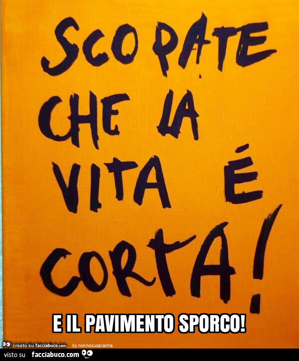 Scopate che la vita è corta. E il pavimento sporco