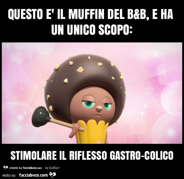Questo è il muffin del b&b, e ha un unico scopo: stimolare il riflesso gastro-colico