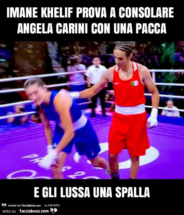 Imane khelif prova a consolare angela carini con una pacca e gli lussa una spalla