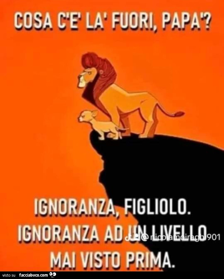 Cosa c'è là fuori, papà? Ignoranza figliolo