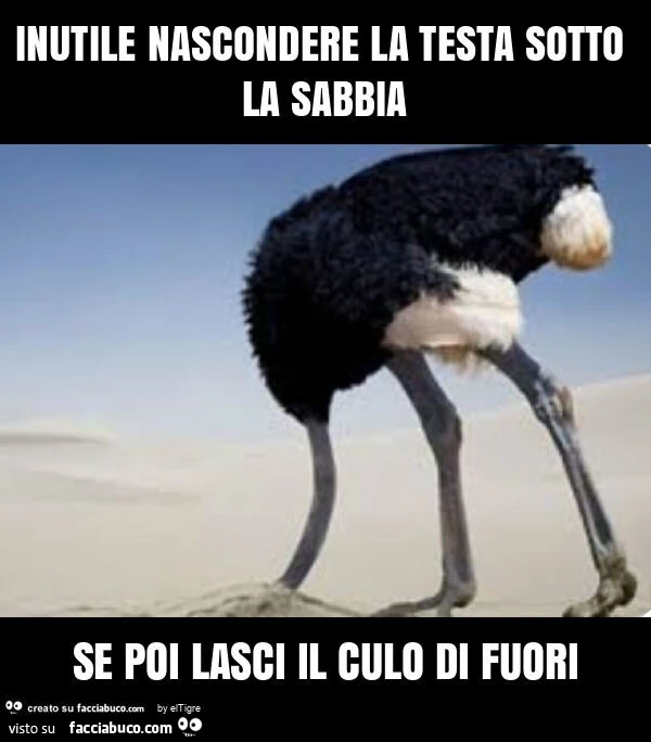 Inutile nascondere la testa sotto la sabbia se poi lasci il culo di fuori