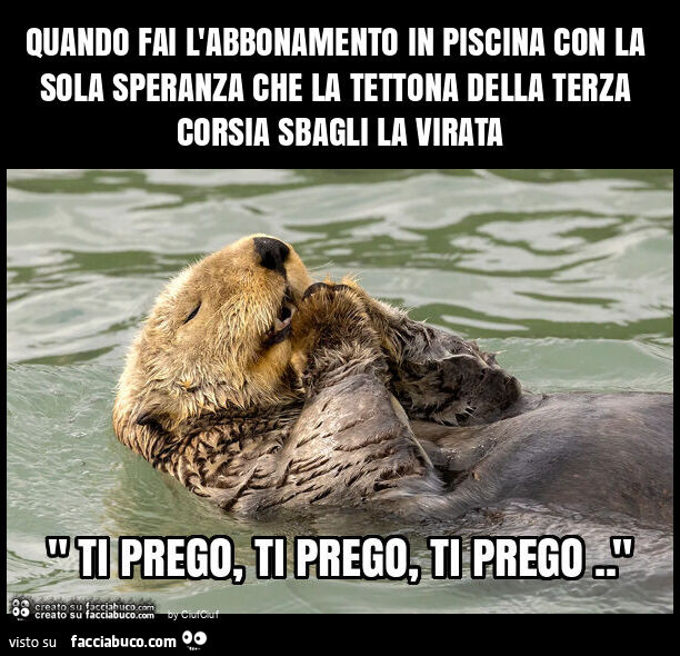 Quando fai l'abbonamento in piscina con la sola speranza che la tettona della terza corsia sbagli la virata