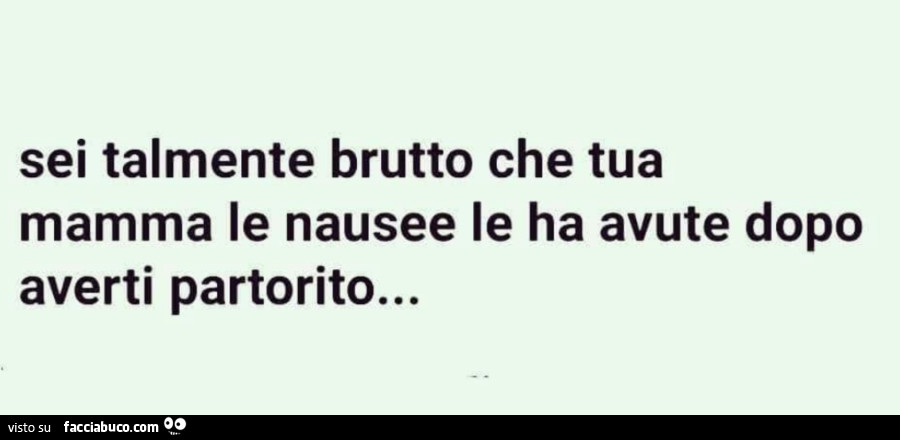 Sei talmente brutto che tua mamma le nausee le ha avute dopo averti partorito