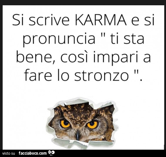 Si scrive karma e si pronuncia ti sta bene, così impari a fare lo stronzo