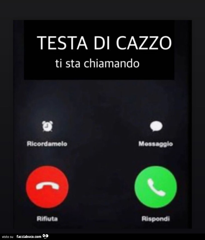 Testa di cazzo ti sta chiamando