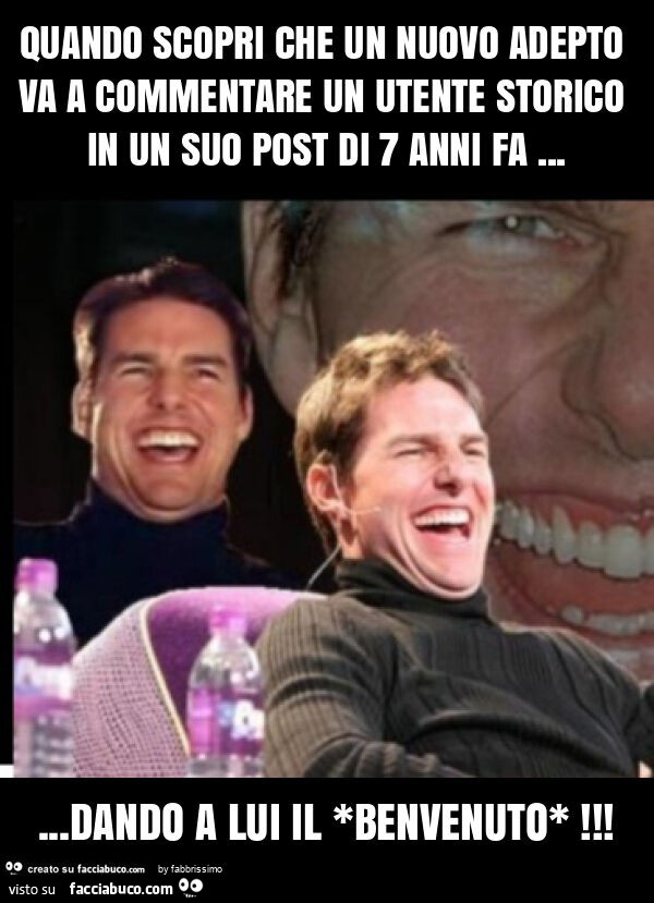 Quando scopri che un nuovo adepto va a commentare un utente storico in un suo post di 7 anni fa… dando a lui il *benvenuto*