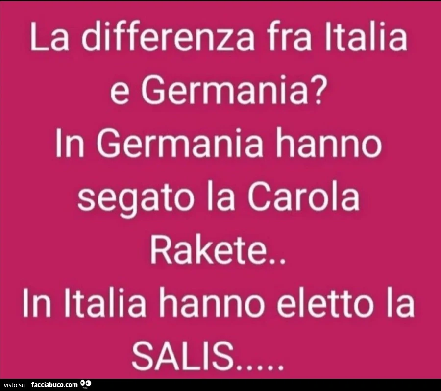 La differenza fra italia e germania? In germania hanno segato la carola rakete. In italia hanno eletto la salis