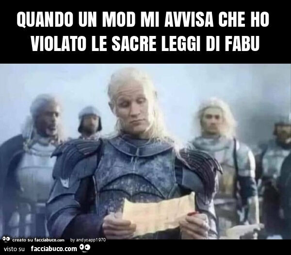 Quando un mod mi avvisa che ho violato le sacre leggi di fabu