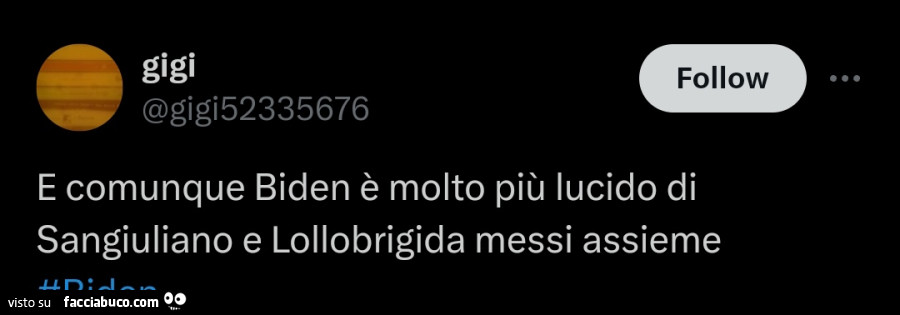 E comunque biden è molto più lucido di sangiuliano e lollobrigida messi assieme