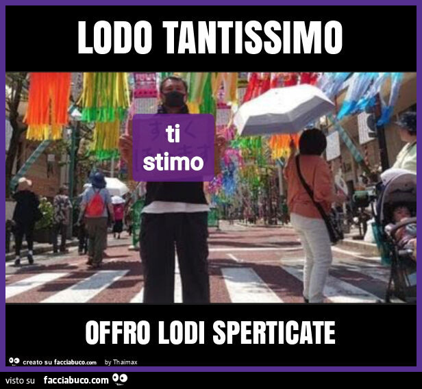 Lodo tantissimo offro lodi sperticate