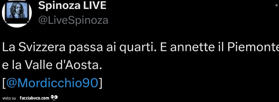 La svizzera passa ai quarti. E annette il Piemonte e la valle d'aosta