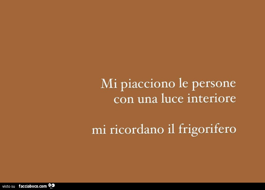 Mi piacciono le persone con una luce interiore mi ricordano il frigorifero