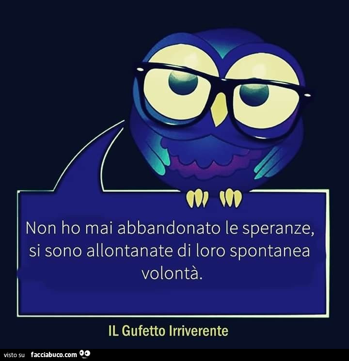 Non ho mai abbandonato le speranze, si sono allontanate di loro spontanea volontà