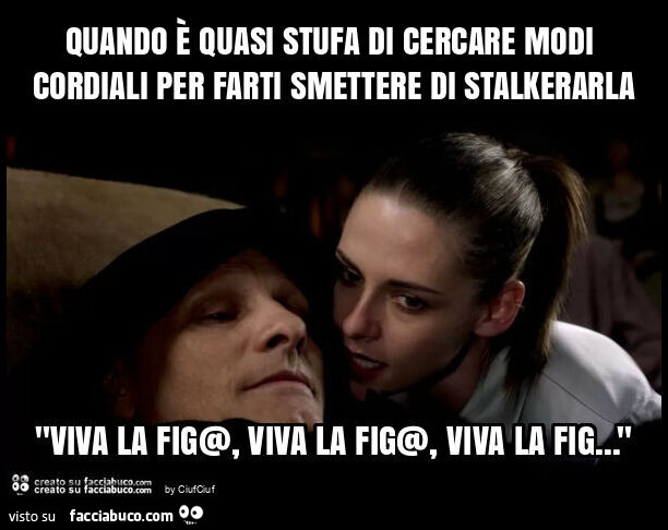 Quando è quasi stufa di cercare modi cordiali per farti smettere di stalkerarla