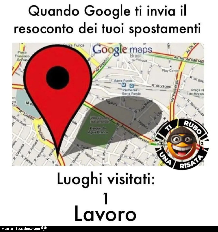 Quando google ti invia il resoconto dei tuoi spostamenti luoghi visitati 1 lavoro