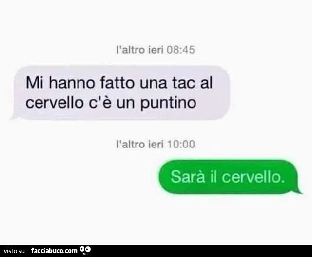Mi hanno fatto una tac al cervello c'è un puntino. Sarà il cervello