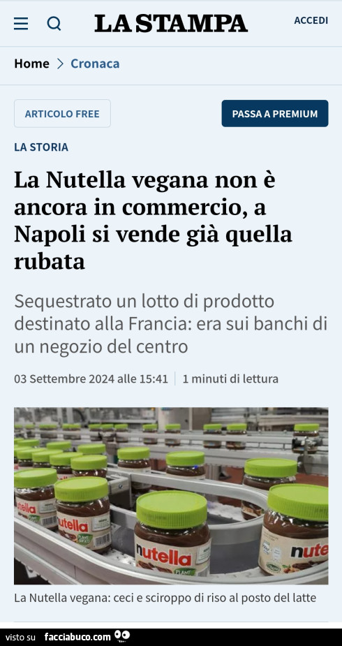 Nutella vegana a Napoli