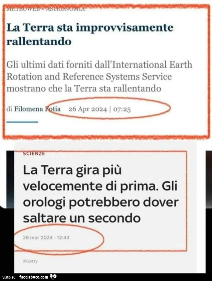La terra sta improvvisamente rallentando. La terra gira più velocemente di prima