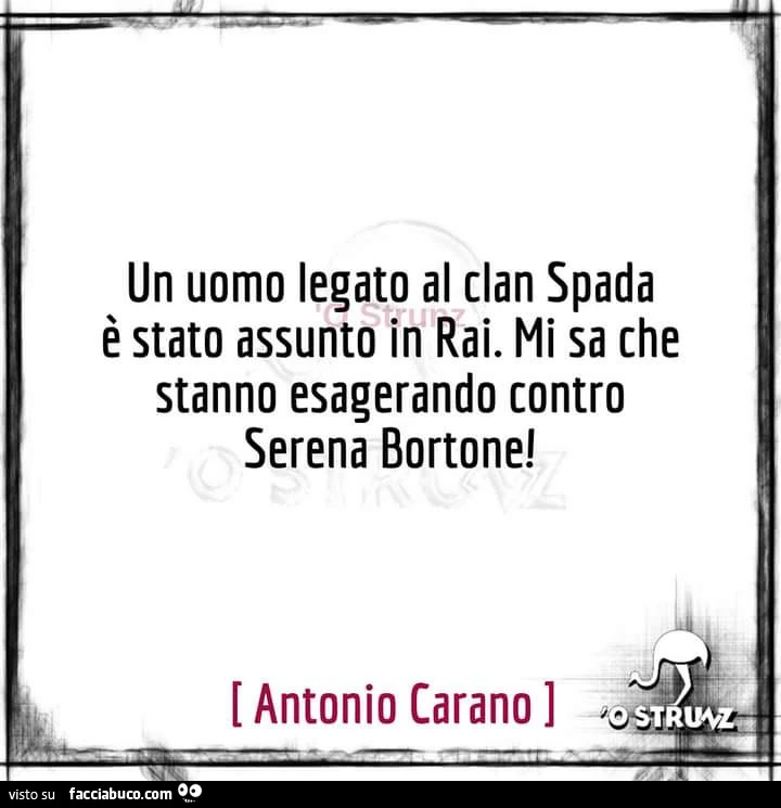 Un uomo legato al clan spada è stato assunto in rai. Mi sa che stanno esagerando contro serena bortone