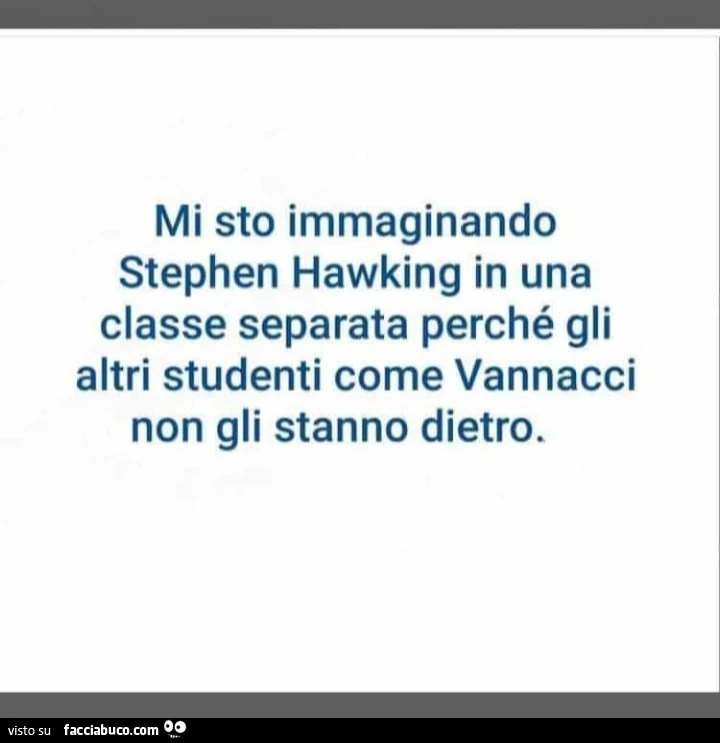 Mi sto immaginando Stephen Hawking in una classe separata perchรฉ gli altri studenti come Vannacci non gli stanno dietro