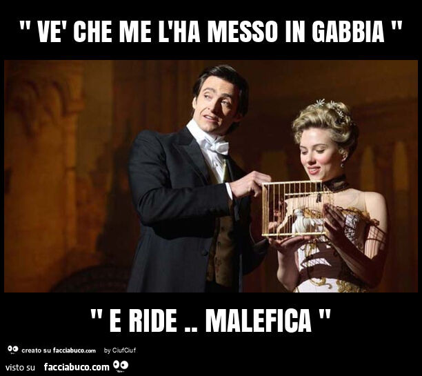 " vè che me l'ha messo in gabbia " " e ride. Malefica "